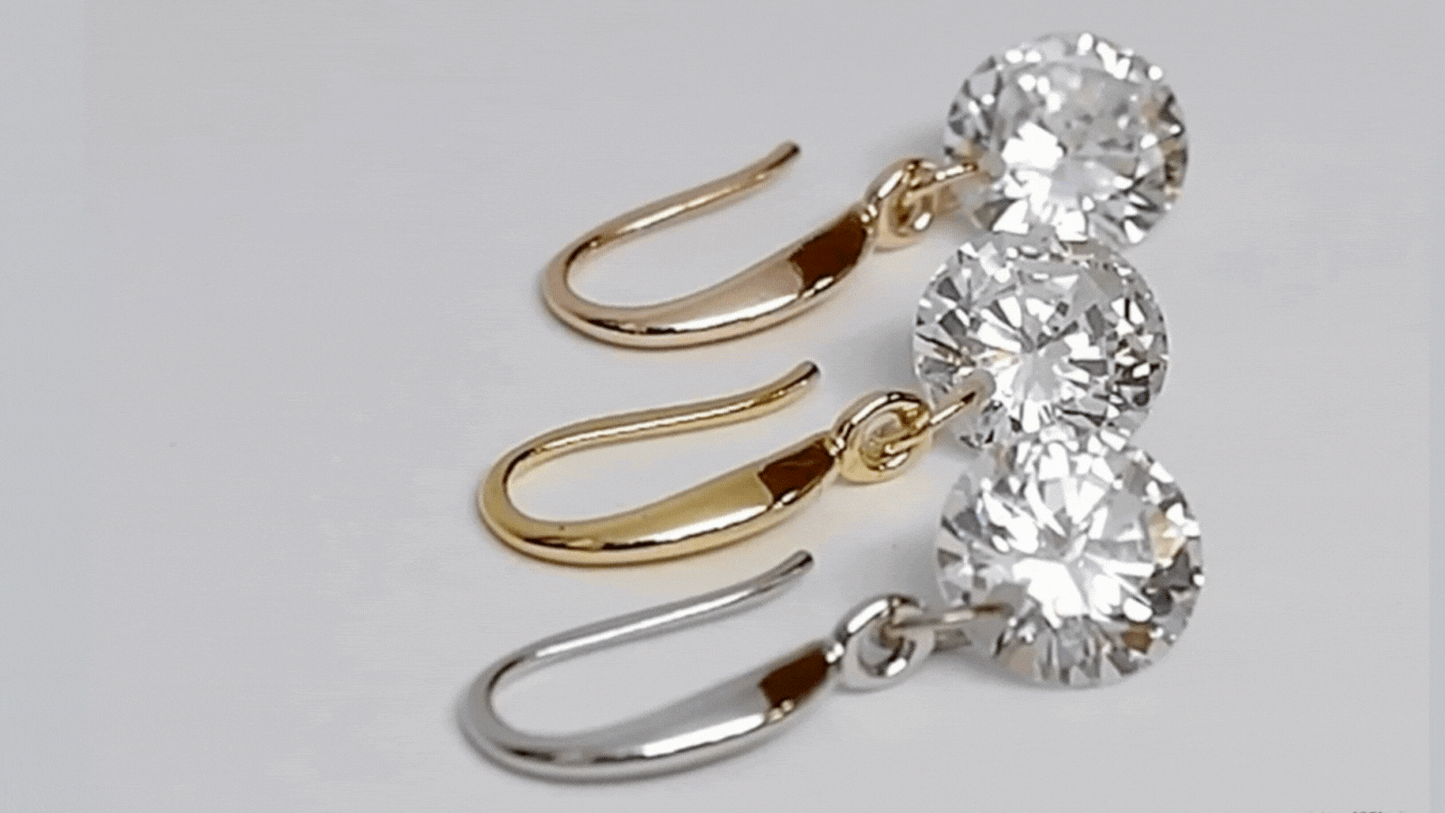 18K Gold Crystal Bridal Earrings – Sparkly Dangle Earrings, Bulk Sets for Bridesmaids