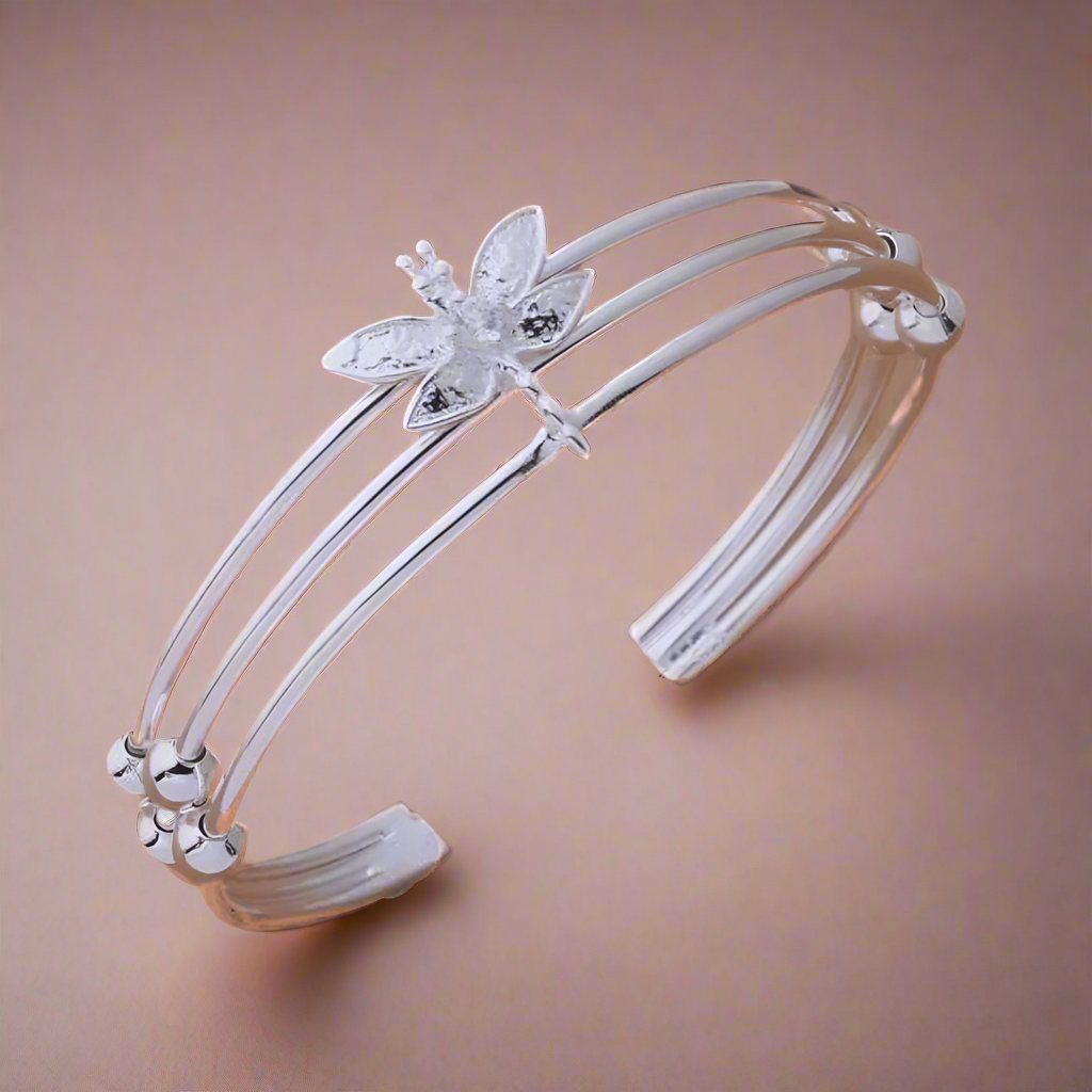 Dragonfly Cuff Silver Bracelet for Woman