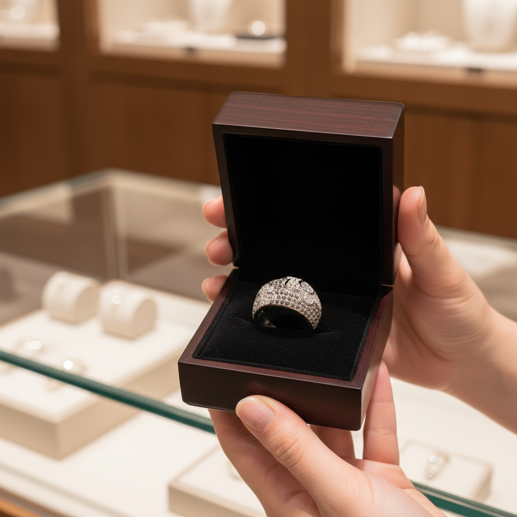 Moonlit Garden Floral Motif Micro Pavé Cubic Zirconia Large Dome Cocktail Fashion Ring for Women Special Occasions