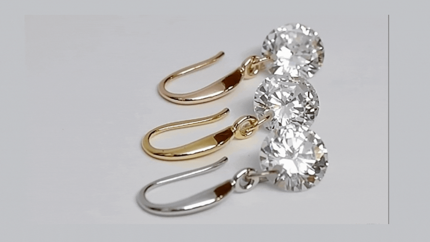 Naked Drill 18K Gold Crystal Dangle Earrings – Sparkly Lightweight Drop Earrings for Women