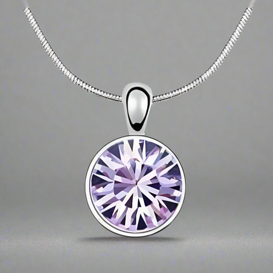 Round Lovely Lavender OB Crystals Necklace for Woman