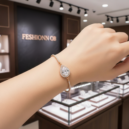 Serena 2ct Austrian Crystal Pear Halo Bracelet