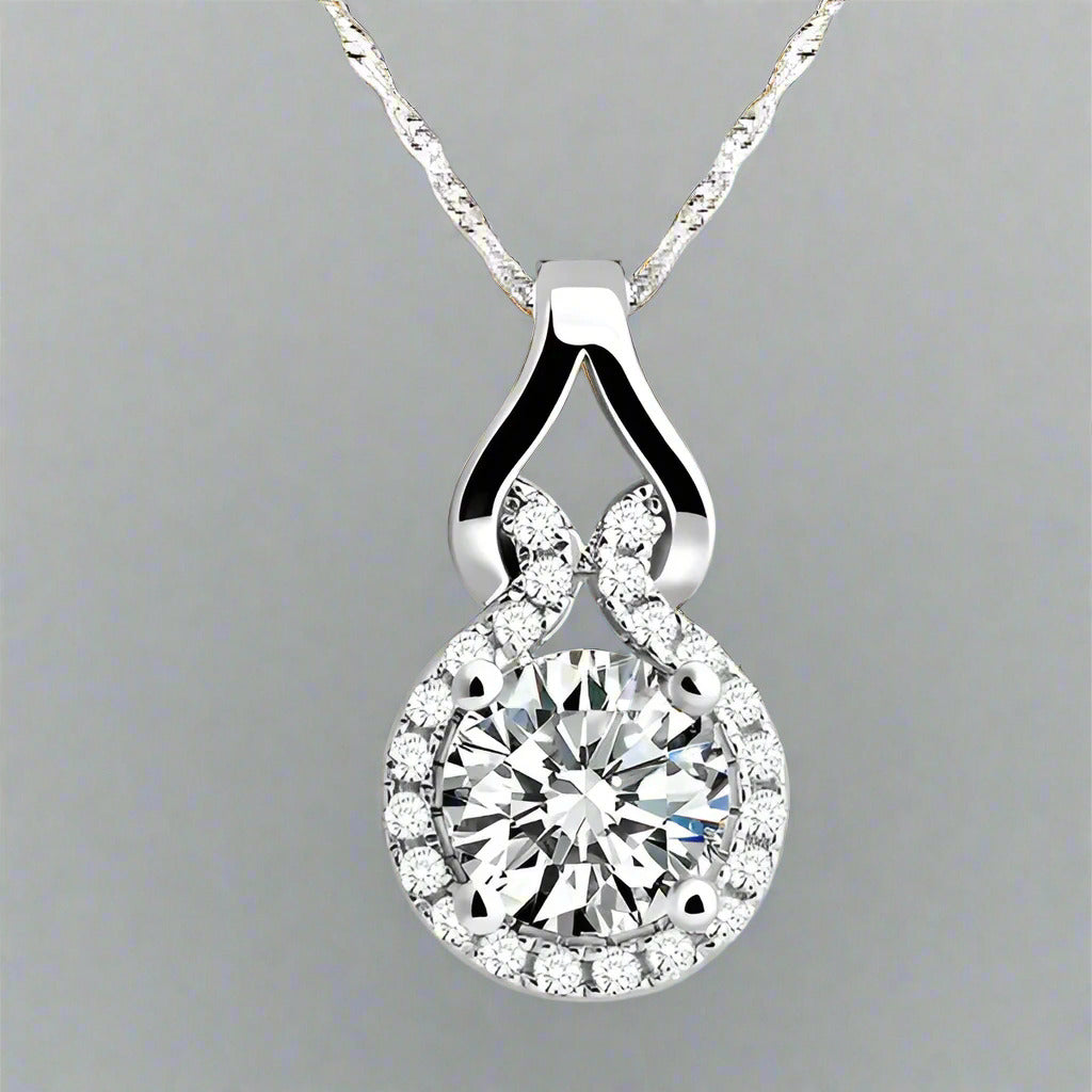 Sweet Embrace 18K White Gold Plated 1.2 Tcw CZ Simulated Diamond Necklace for Woman Special Occasion