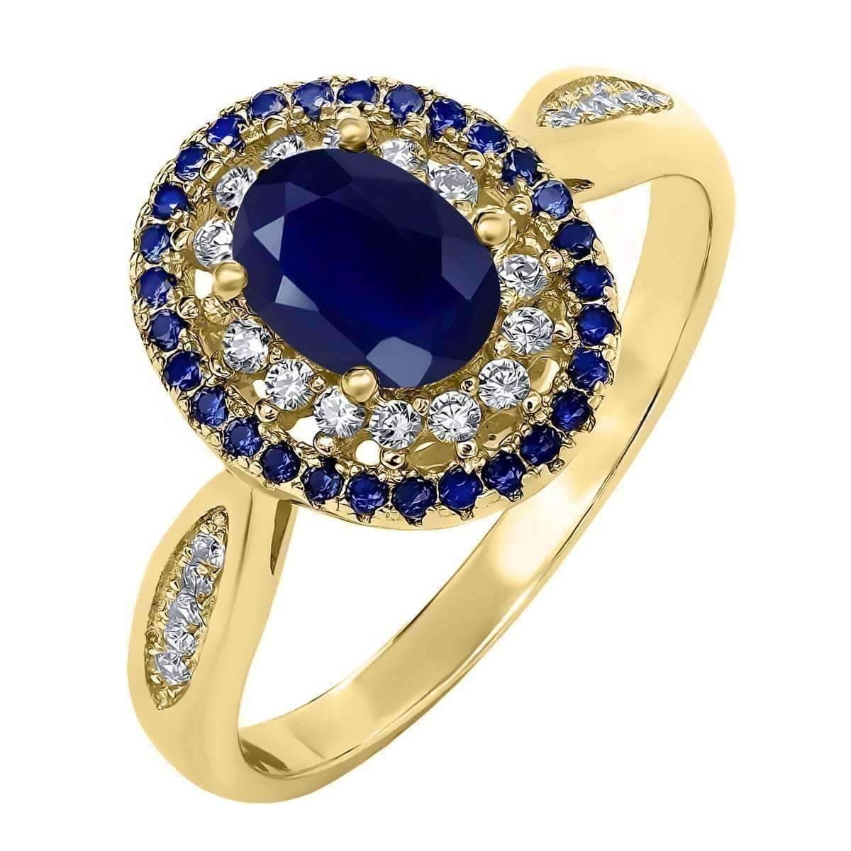 Louisa 1.62CT Oval Cut Genuine Sapphire and Cz IOBI Precious Gems Ring for Women Special Occasion