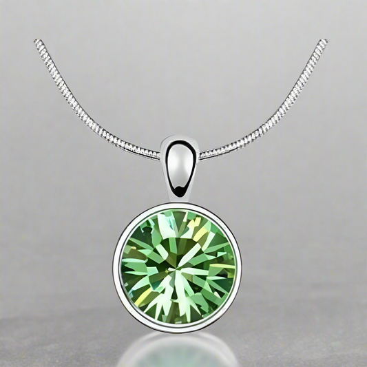 Round Green Gem OB Crystals Necklace