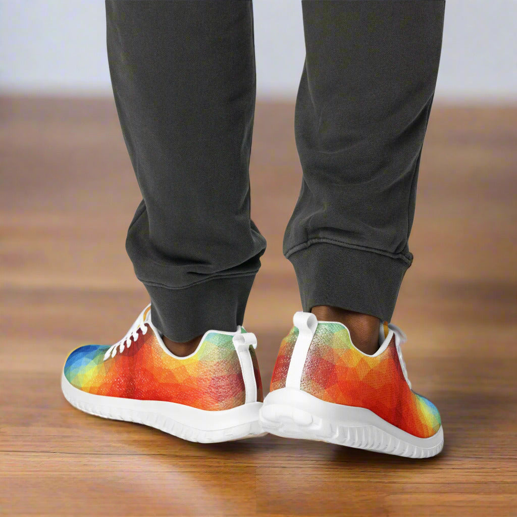DASH Geo Rainbow Men’s Athletic Shoes Lightweight Breathable Design by OB Original Apparel
