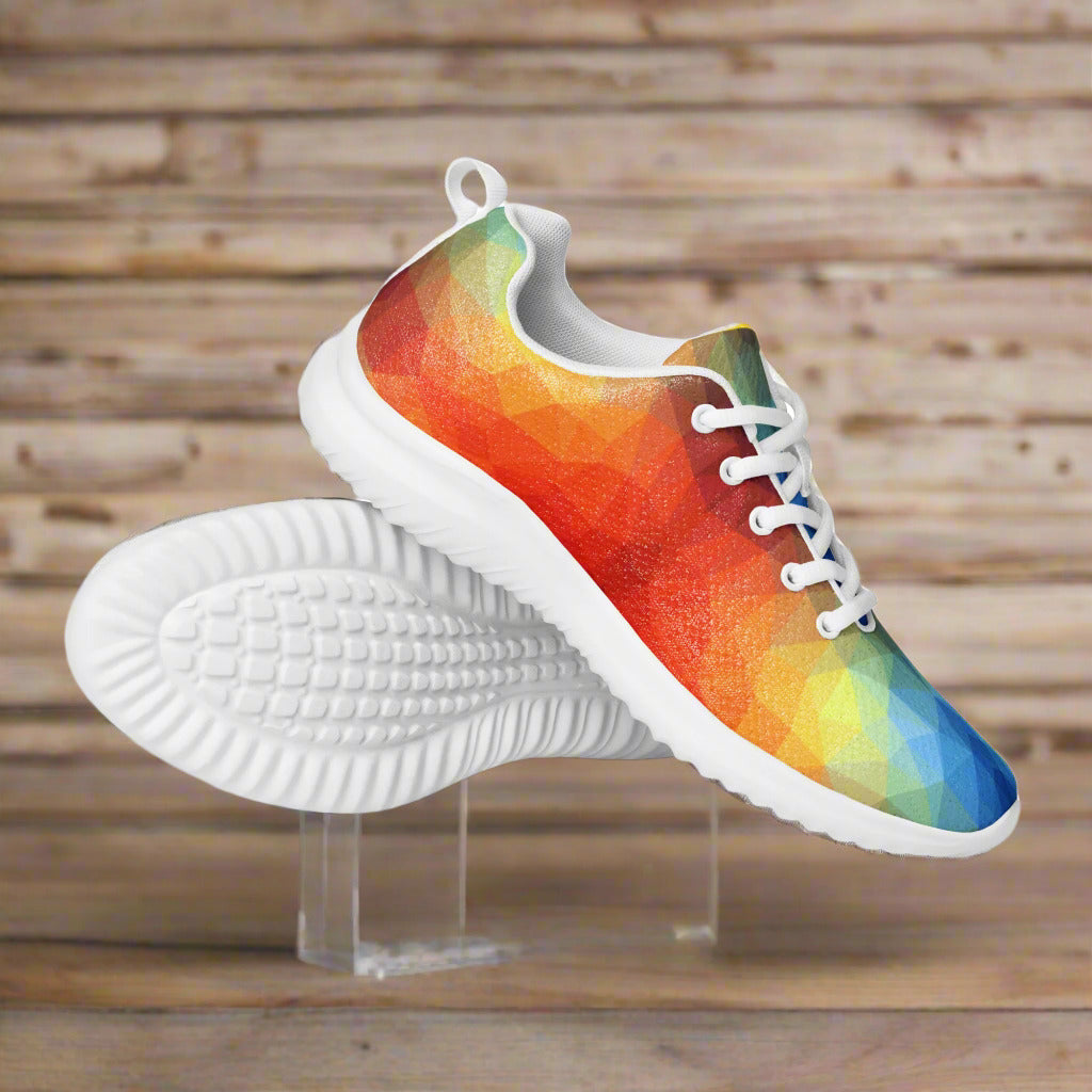 DASH Geo Rainbow Men’s Athletic Shoes Lightweight Breathable Design by OB Original Apparel