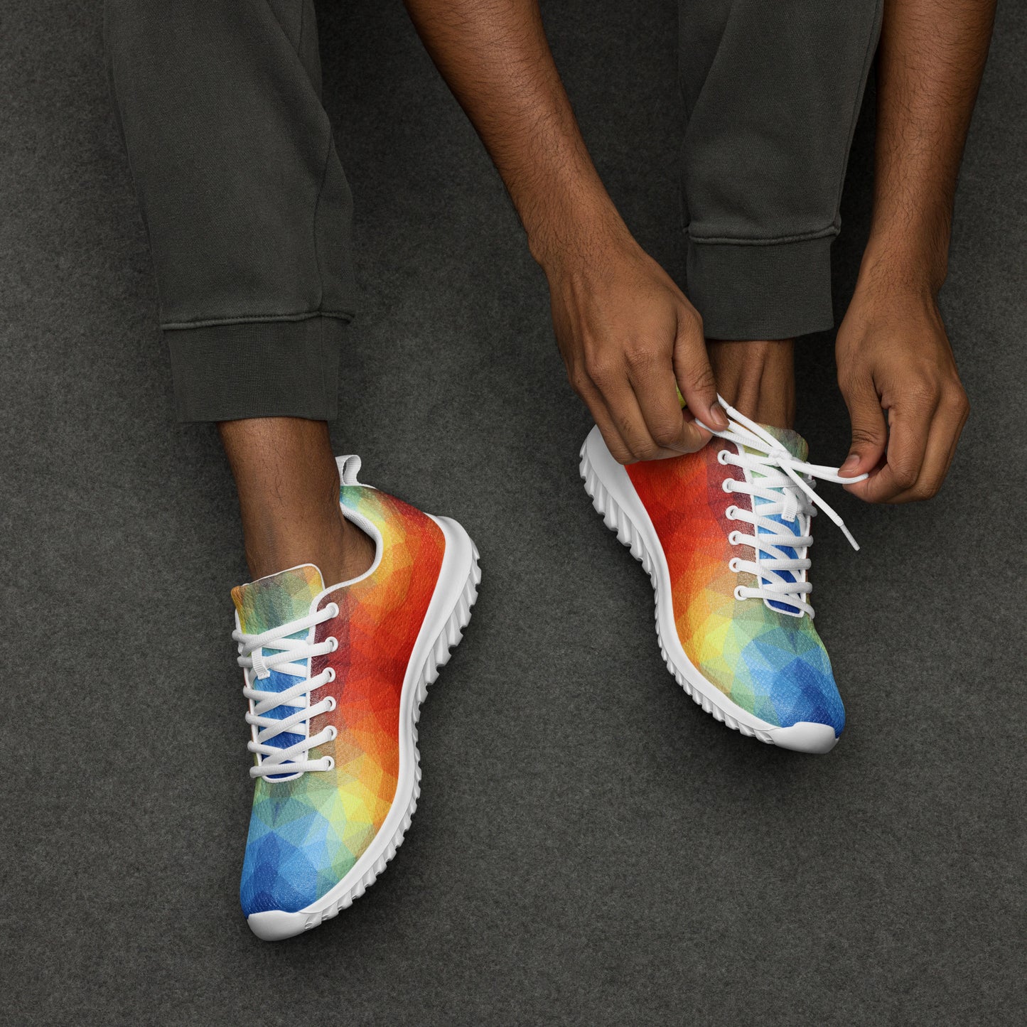 DASH Geo Rainbow Men’s Athletic Shoes Lightweight Breathable Design by OB Original Apparel