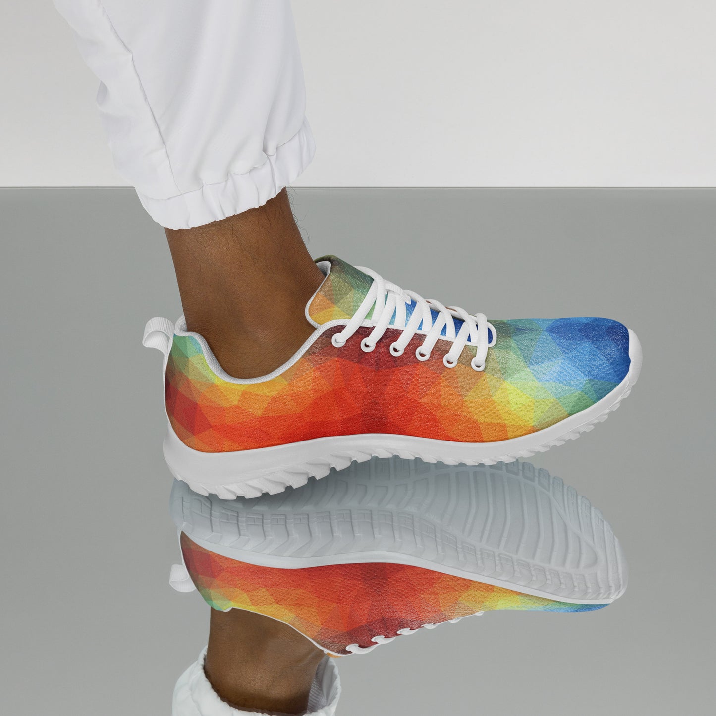 DASH Geo Rainbow Men’s Athletic Shoes Lightweight Breathable Design by OB Original Apparel