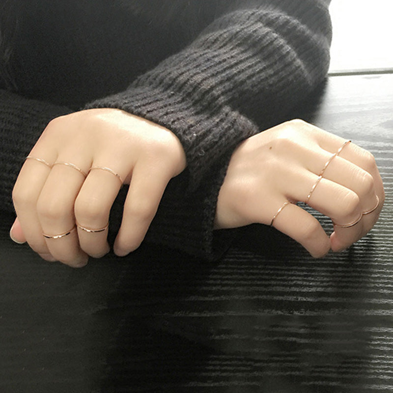 2mm Titanium Gold Plated Band Ring – Stackable Minimalist Ring in 4 Colors