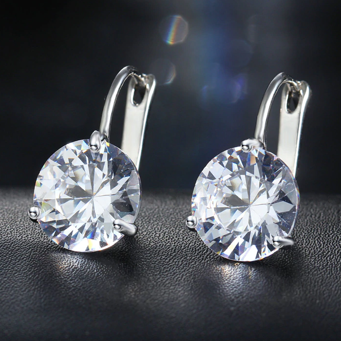 Martini Set 6.8 Carat Zirconia Solitaire 18K Gold Plated Earrings for Women lightweight, suitable for everyday wear