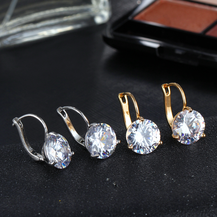 Martini Set 6.8 Carat Zirconia Solitaire 18K Gold Plated Earrings for Women lightweight, suitable for everyday wear