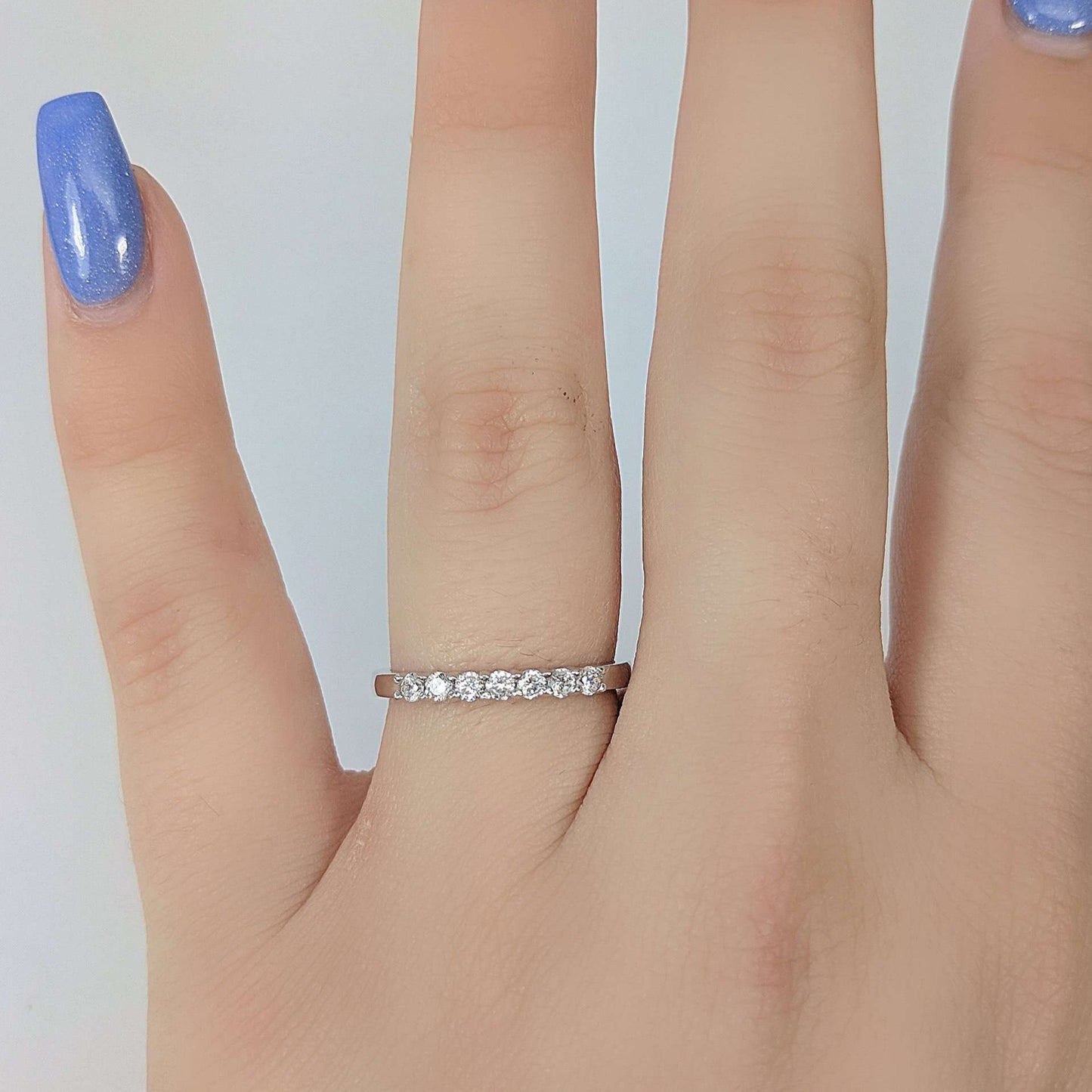 Arienne .38CT Petite Cathedral Pavé Band 14K White Gold Over Sterling Silver OB Simulated Diamond Ring for Women Bridal Engagement Wedding Anniversary Gift