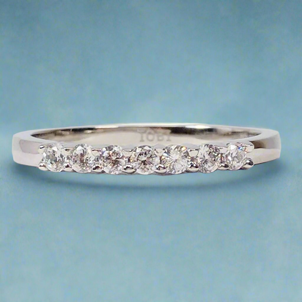 Arienne .38CT Petite Cathedral Pavé Band 14K White Gold Over Sterling Silver OB Simulated Diamond Ring for Women Bridal Engagement Wedding Anniversary Gift