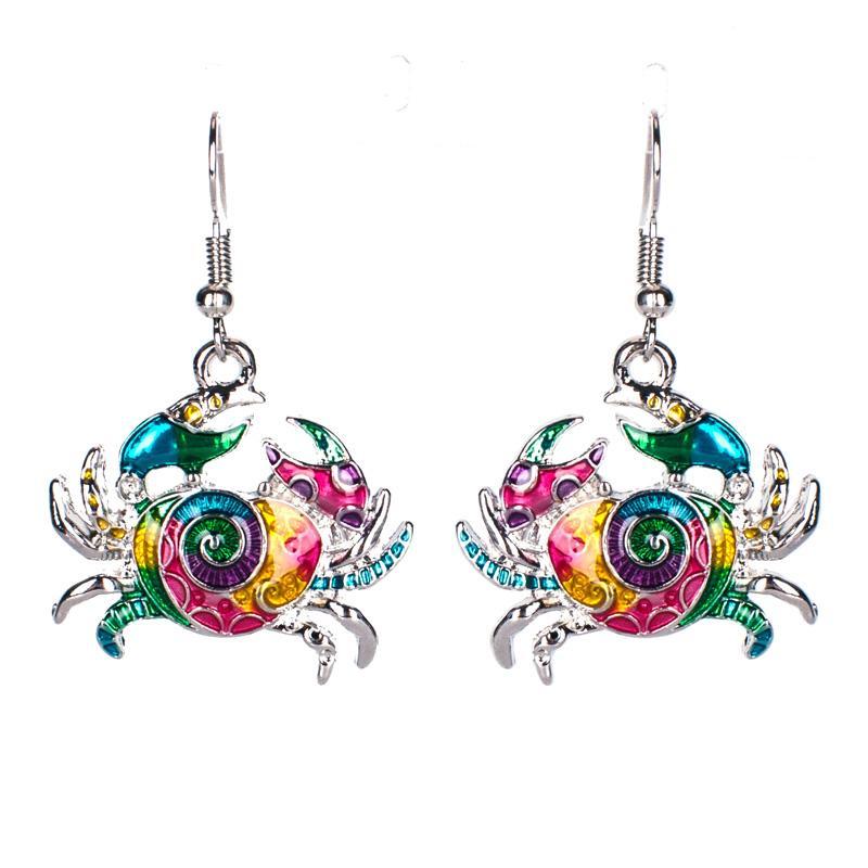 Artsy Crab Enamel Earrings