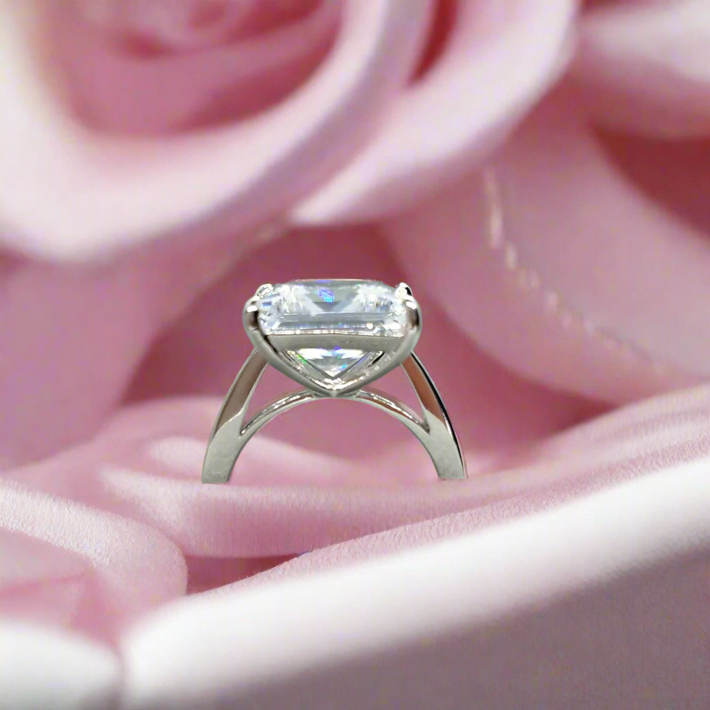 Barcelona 14K White Gold Over Sterling Silver 9.5 Ct Princess Cut Cz for Women Special Occasion Wedding Engagement Ring