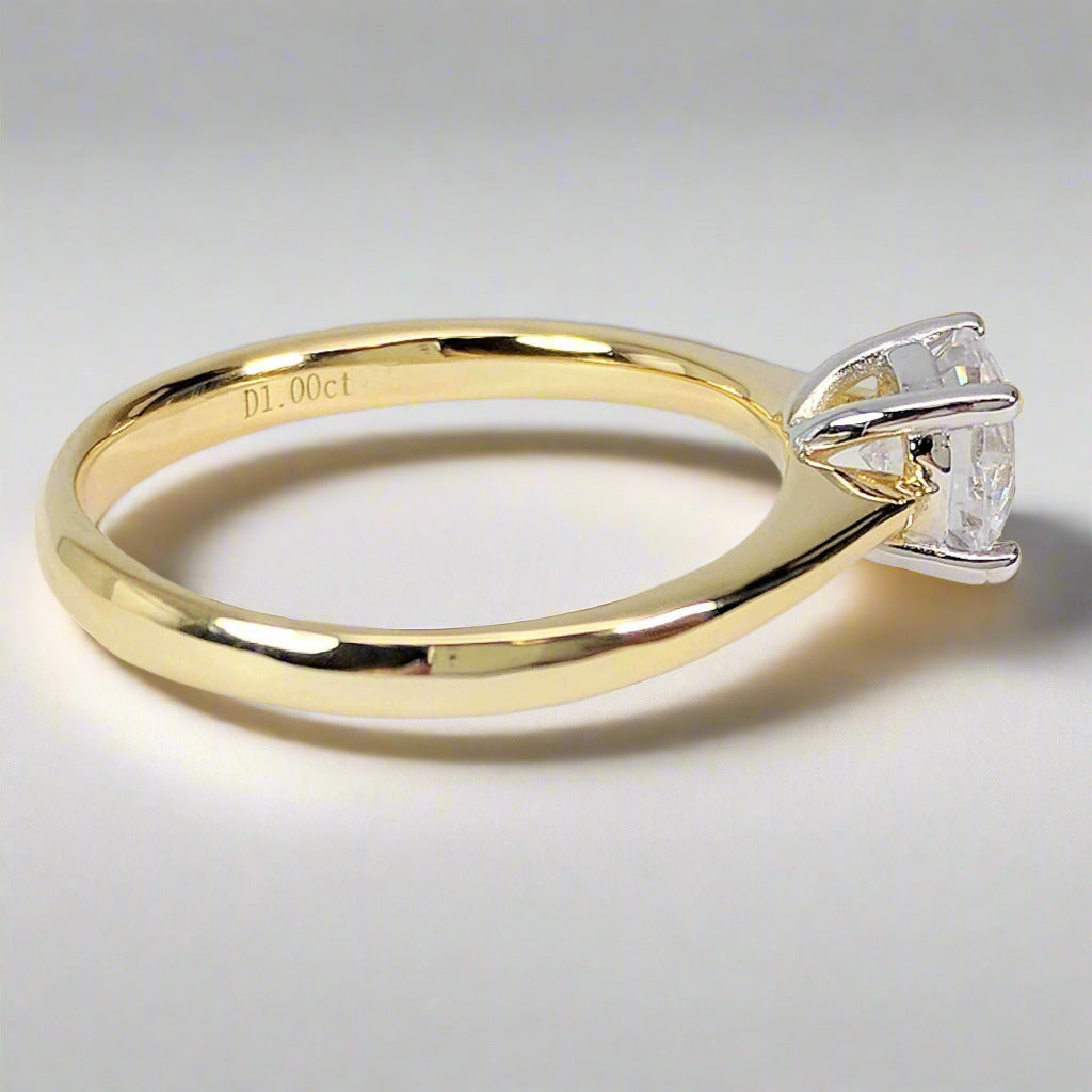 Bella D'ora 1CT Round Cut Simulated Diamond Ring in 18K Gold-Plated Sterling Silver