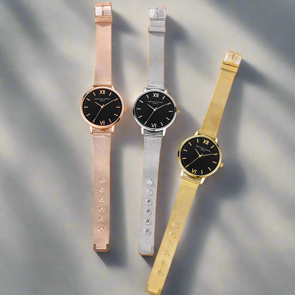 Most Luxurious Black and Mesh Band Watch Unisex