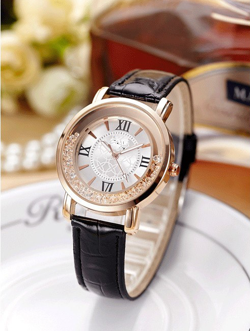 Free Falling Crystal Bezel Wrist Watch