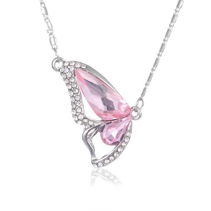Wondrous Wings Crystal Butterfly Necklace ~ In Ten Colors