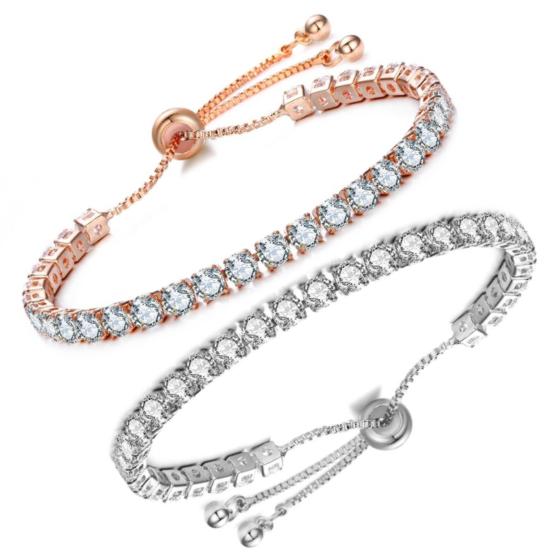Luxurious 14K Gold Plated Swiss CZ Lariat Tennis Bracelet – Adjustable & Versatile