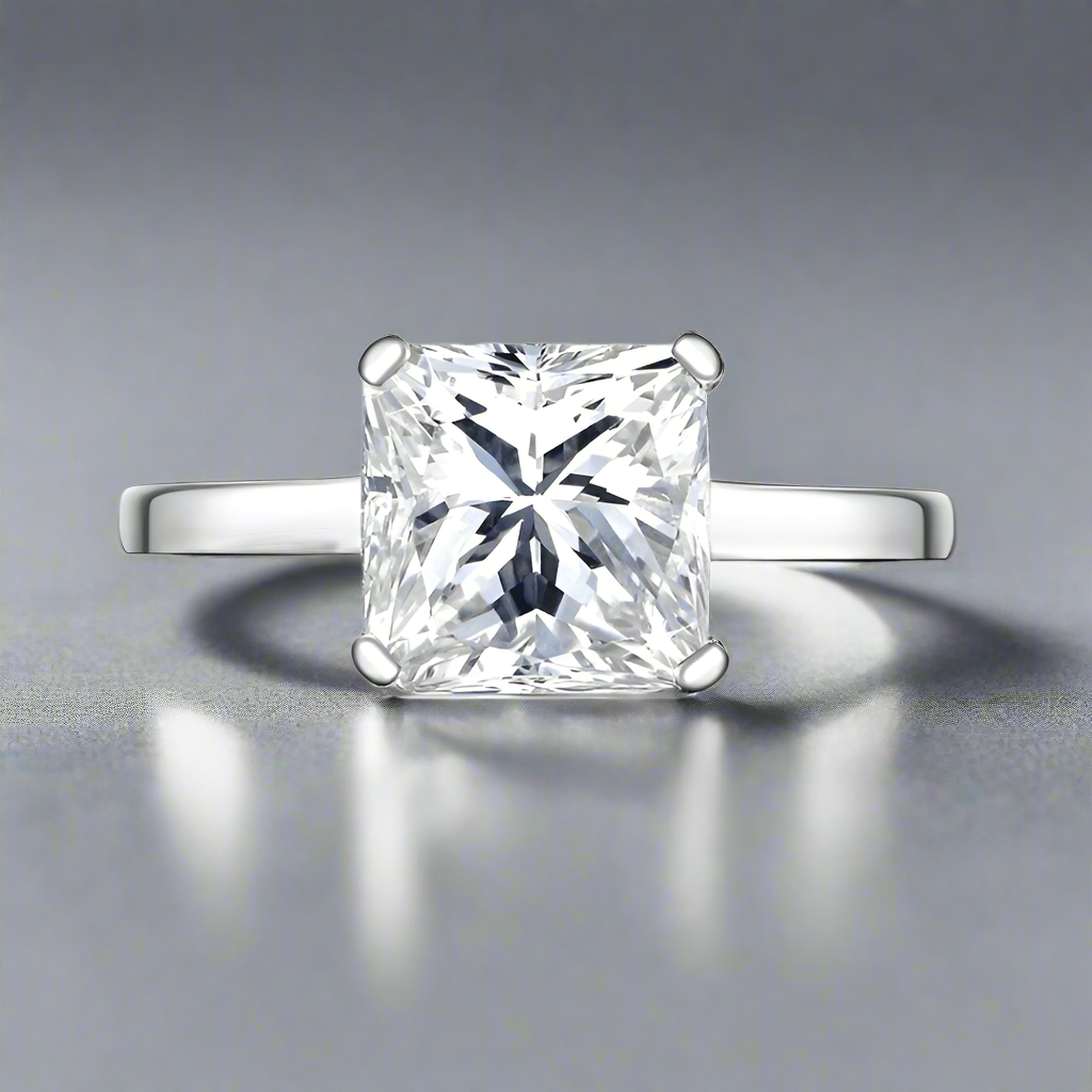 Indira 3CT Princess Cut Solitaire OB Simulated Diamond Sterling Silver Platinum Plated Ring for Woman Bridal Engagement Wedding Anniversary Gift