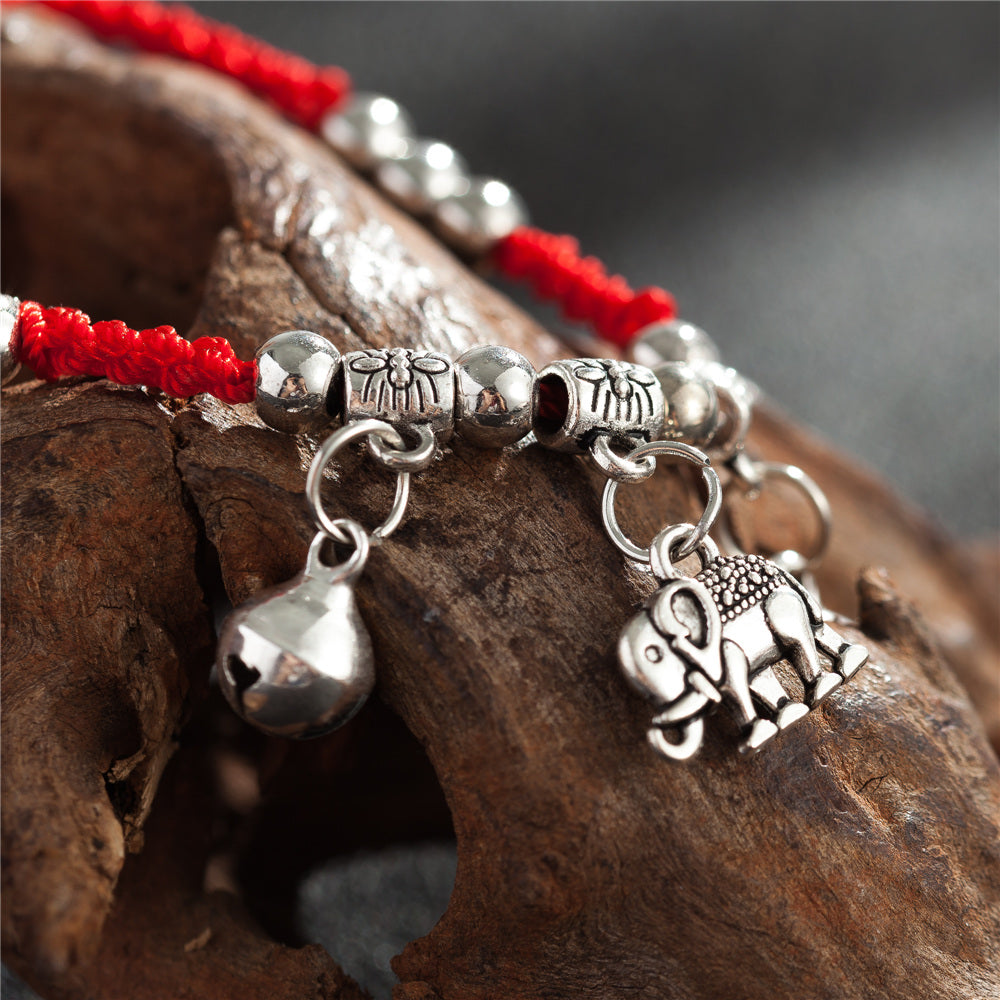 Lucky Bells Adjustable Elephant Charm Bracelet