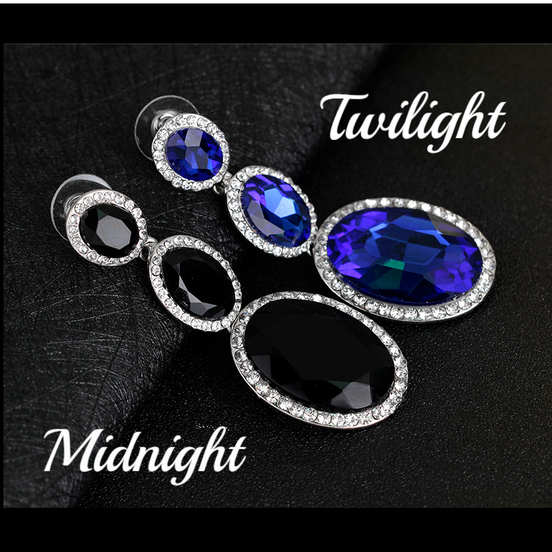 Evening Elegance Triple Crystal Drop Earrings for Women - Two Colors To Choose by Feshionn OB