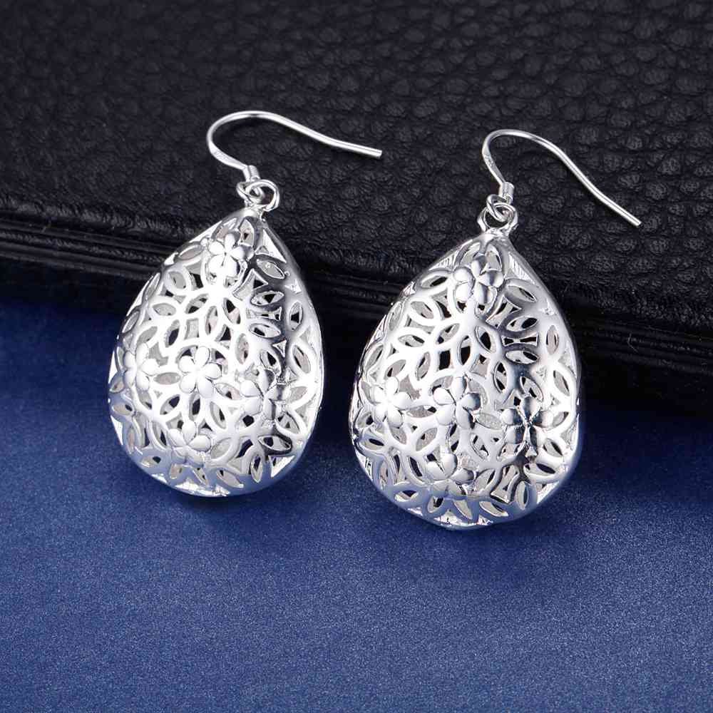 Floral Puff Silver Drops Silver Earrings for Woman