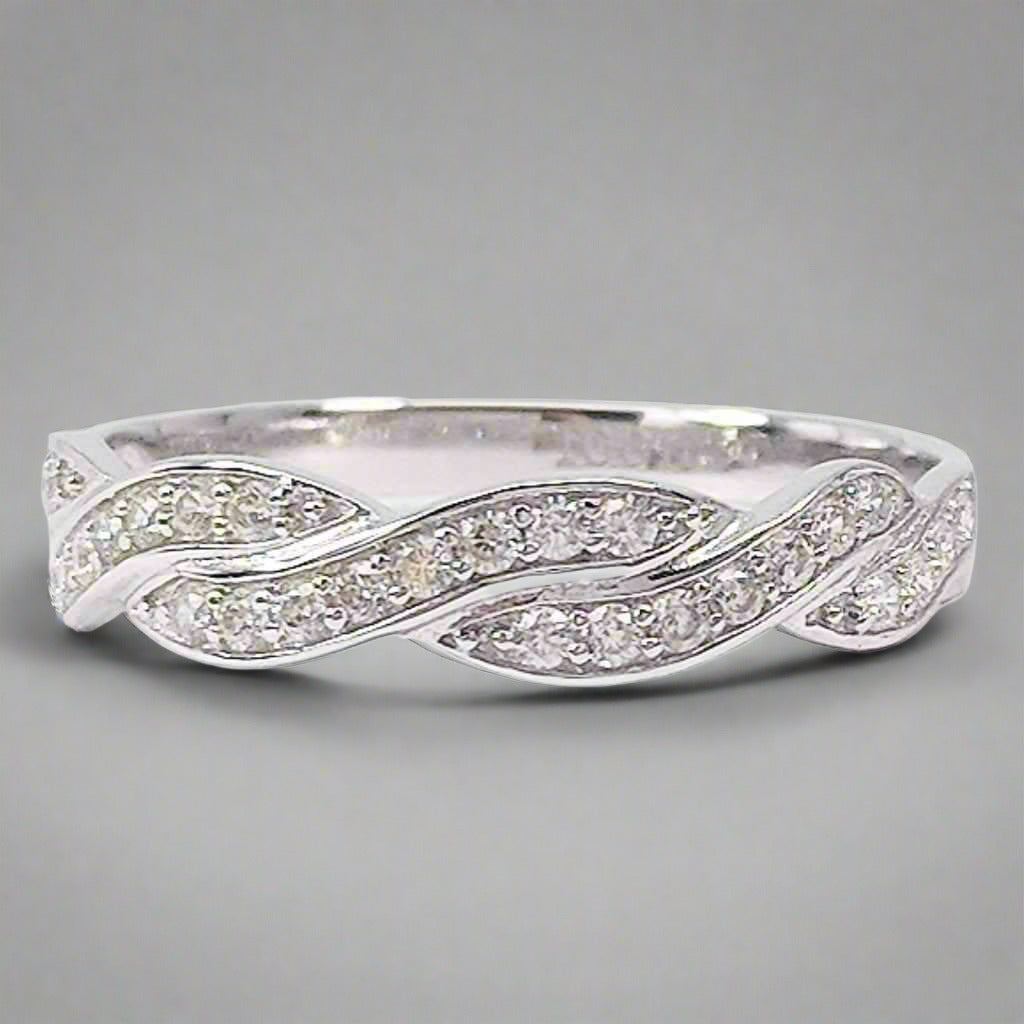 Francesca 1CT Round Twisted Pavé Band OB Simulated Diamond on Solid Sterling Silver Stunning Wedding Ring Set for Women Bridal