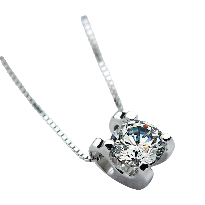 Radiant 14K White Gold Plated Floating Swiss CZ Solitaire Necklace Plus Pair of "Naked IOBI Crystals Drill" Earrings - Perfect for Women