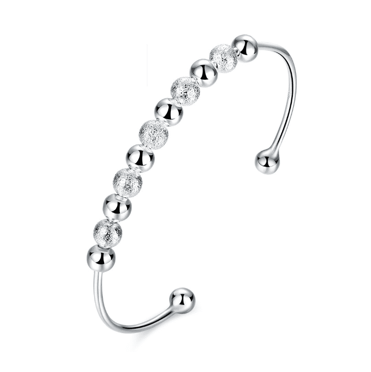 Frost & Shine Beaded Silver Bangle Bracelet for Women