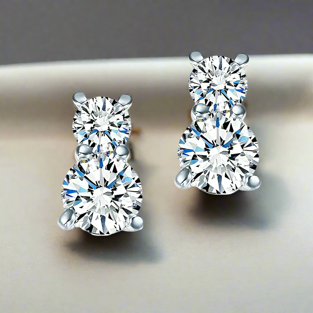Frosty Nights 14K White Gold Plated CZ Earrings – Snow-Inspired Holiday Studs