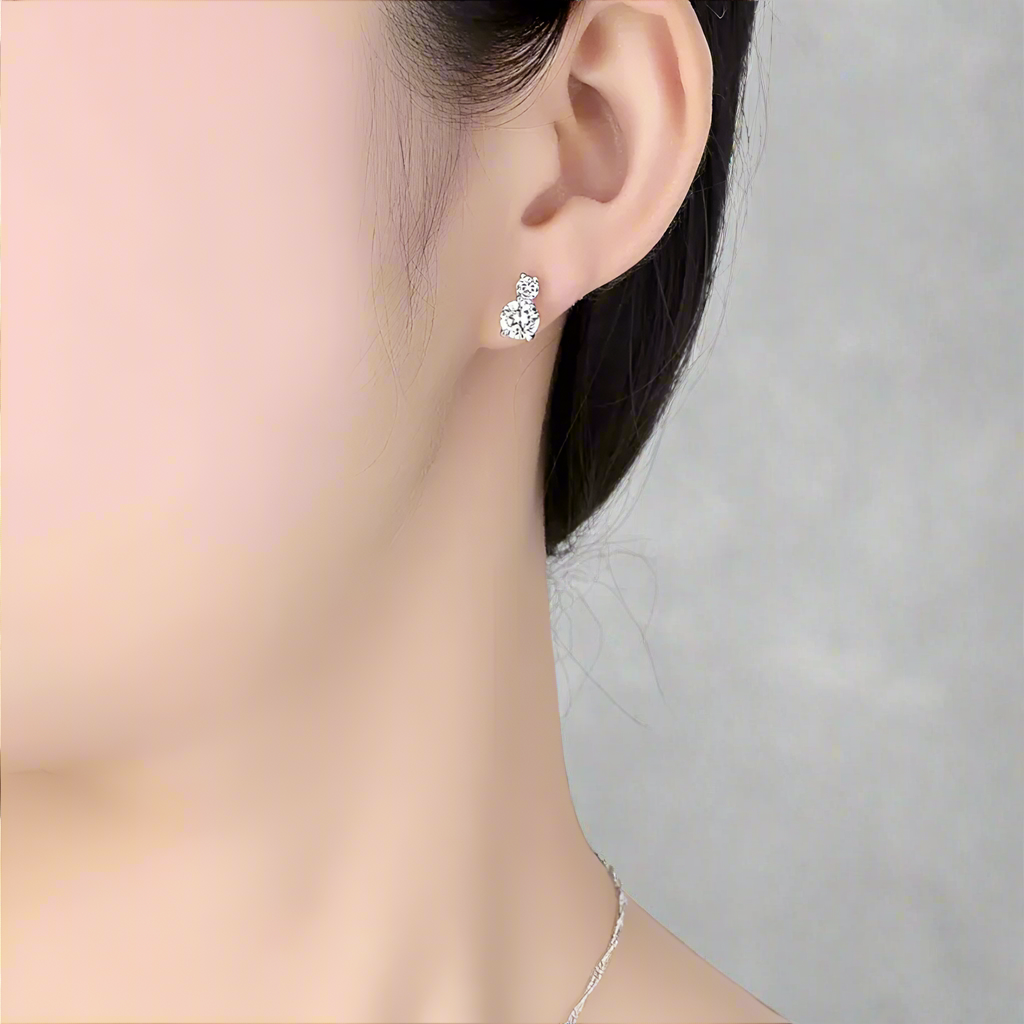 Frosty Nights 14K White Gold Plated CZ Earrings – Snow-Inspired Holiday Studs
