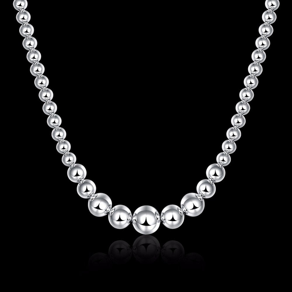 Graduated Beads Silver Necklace