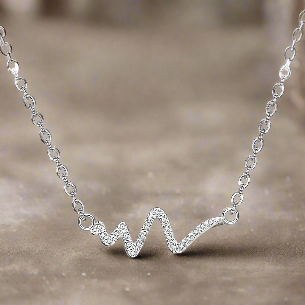Heartbeat CZ Silver Necklace