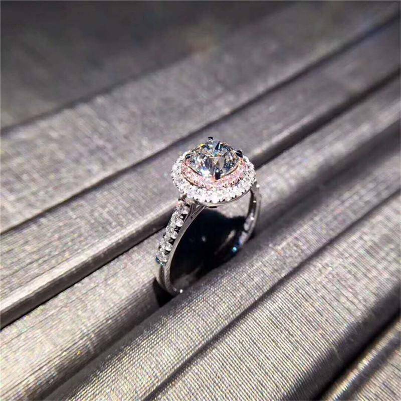 Hint Of Pink CZ Halo Ring