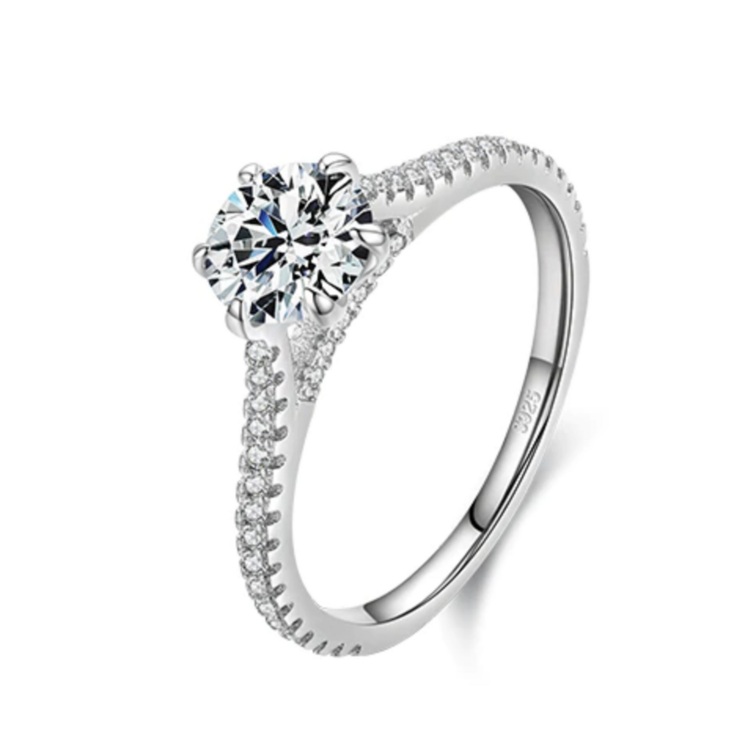 14K White Gold Over 925 Sterling Silver 1Ct Certified Real Moissanite Round Brilliant Cut for Women Super Fiery Perfect for Engagment Wedding Anniversary Promise Ring