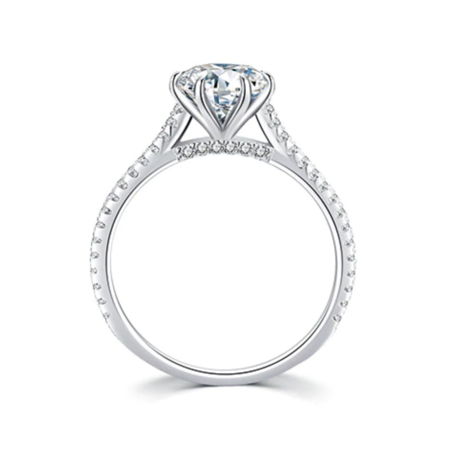 14K White Gold Over 925 Sterling Silver 1Ct Certified Real Moissanite Round Brilliant Cut for Women Super Fiery Perfect for Engagment Wedding Anniversary Promise Ring