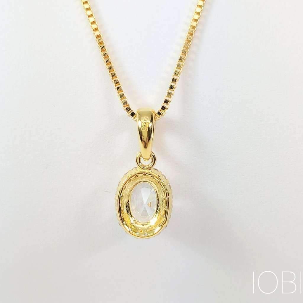 Layla .75CT Oval Cut Halo OB Simulated Diamond Pendant for Women Bridal Engagement Wedding Anniversary Gift