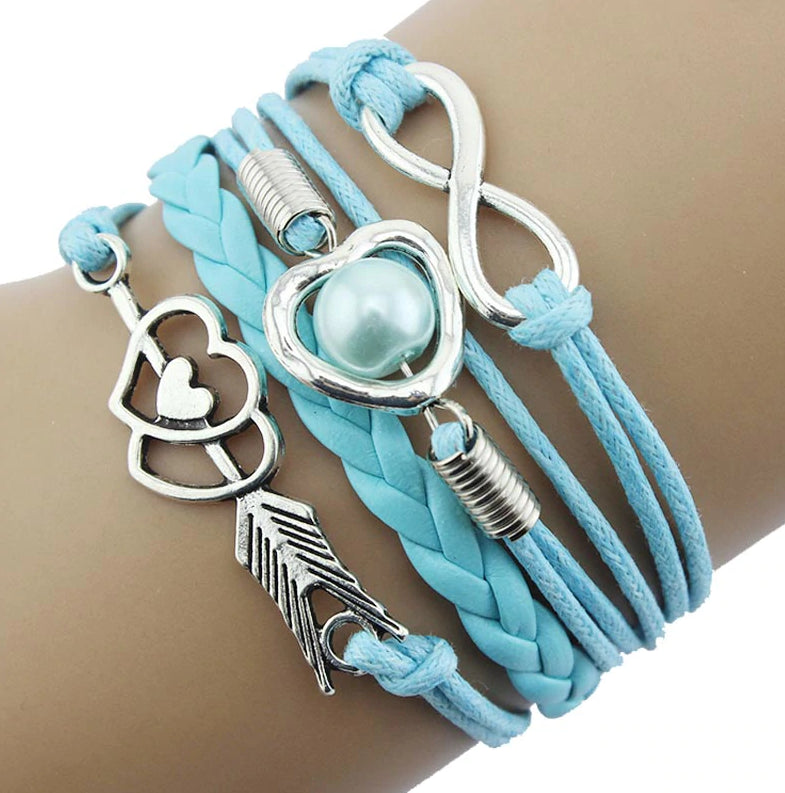 Forever Love Handmade Braided Leather Friendship Bracelet For Woman or A Girl- Six Colors To Choose