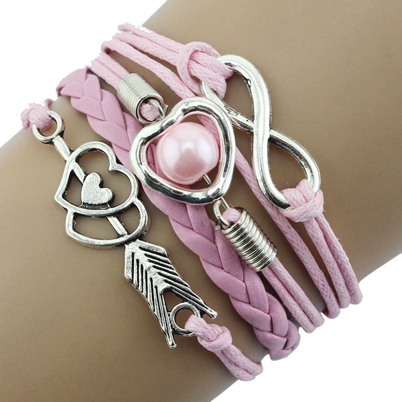 Forever Love Handmade Braided Leather Friendship Bracelet For Woman or A Girl- Six Colors To Choose