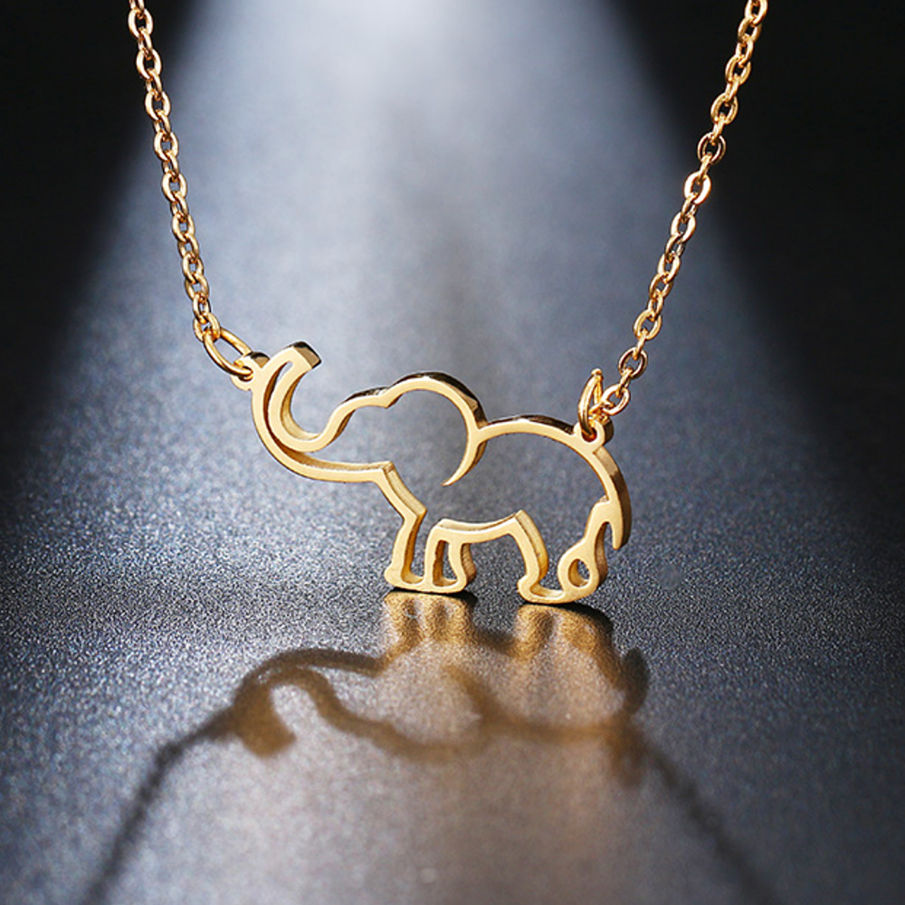Lucky Elephant 316 Stainless Steel Trunk Up Pendant Necklace for Women