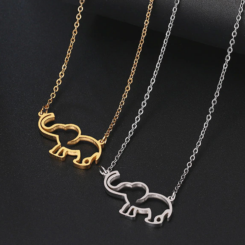 Lucky Elephant 316 Stainless Steel Trunk Up Pendant Necklace for Women