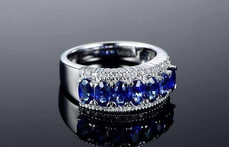 Charlaine En Bleu 3.5CTW Oval and Pavé Band OB Simulated Diamond Ring for Women Bridal Engagement Wedding Anniversary Gift