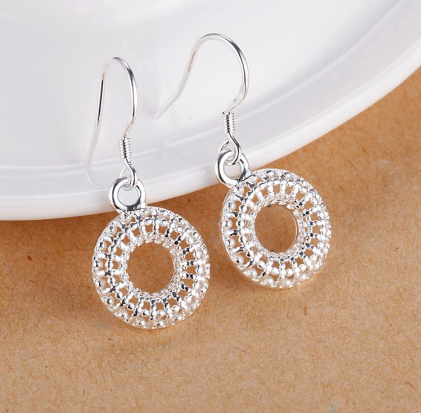 Mesh Wreath Silver Earrings