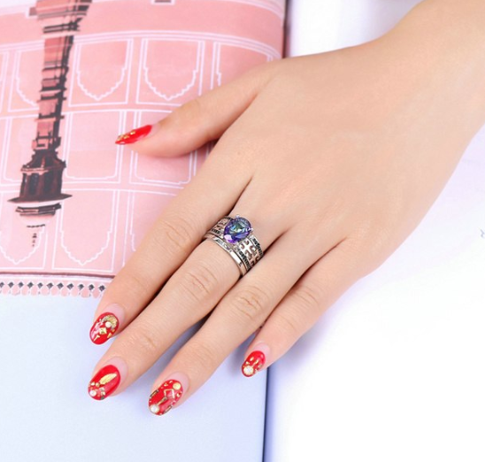 Mystical Moonlight CZ Engagement Ring Set