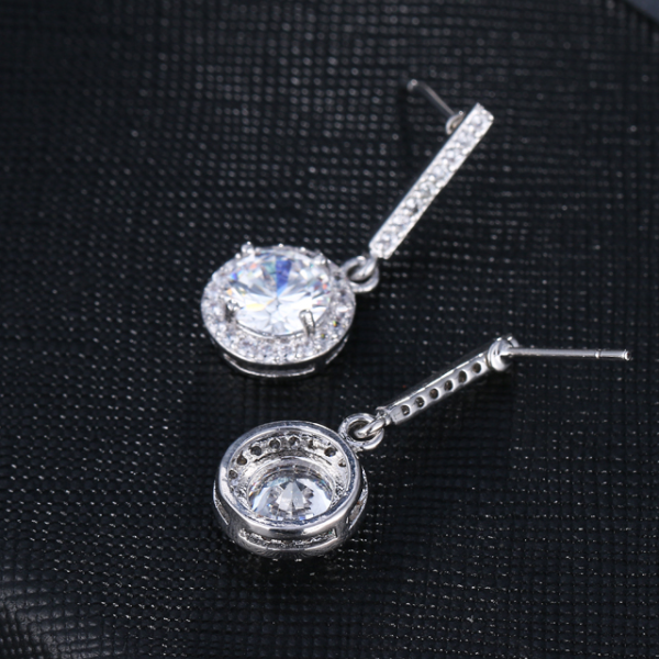 ON SALE - Operetta Halo Zirconia Bar Drop Earrings