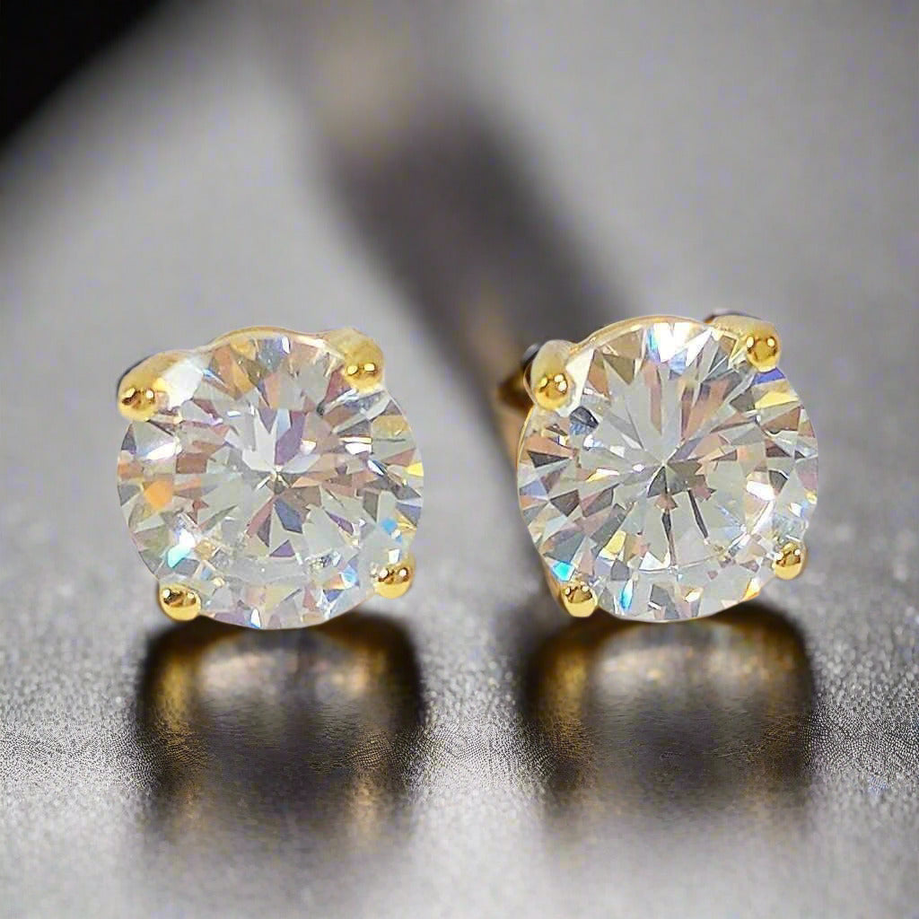 Opulence Round OB Simulated Diamond Solitaire Sterling Silver Platinum Plated Stud Earrings for Women Engagement Bridal Wedding Anniversary Gift