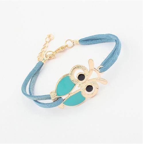 Enamel Owl Handmade Leather Friendship Bracelet